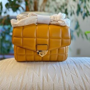 Michael Kors Marigold Quilted Crossbody Bag (Gold Chain)
